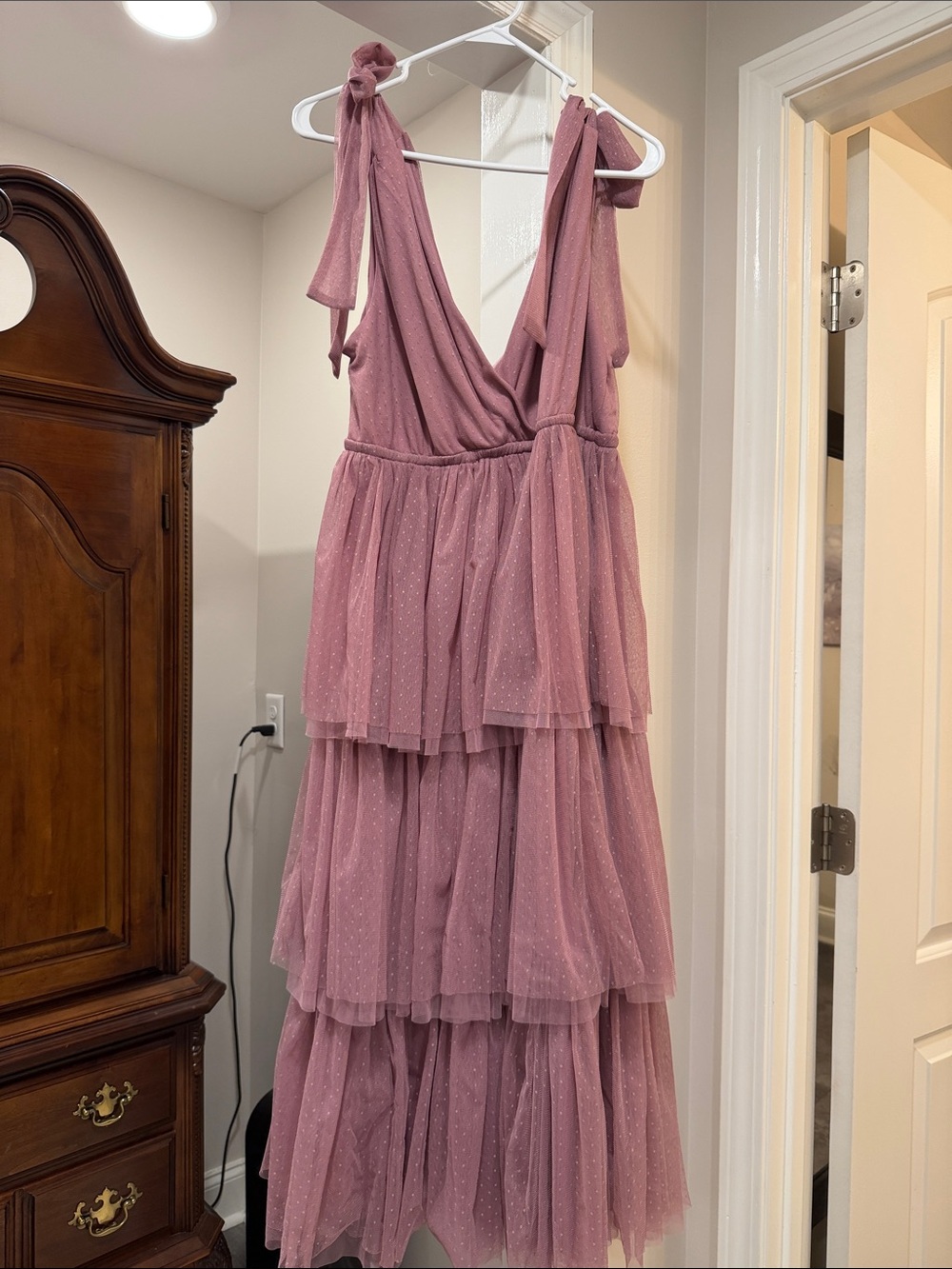 Tea Party Tulle Midi Dress in Dusty Rose